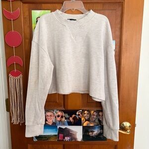 Zara Cropped Crewneck Sweater - Light Cream